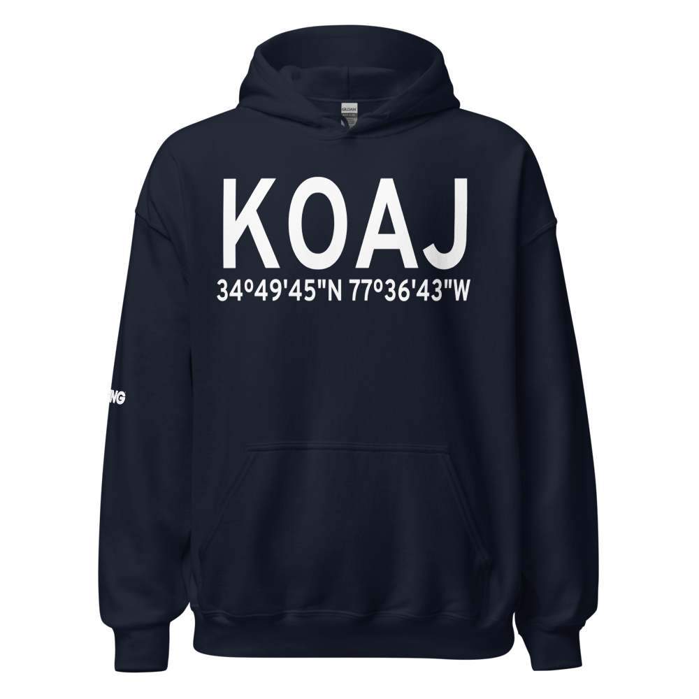 Albert J Ellis Airport (KOAJ) ICAO Hoodie Sweatshirt 