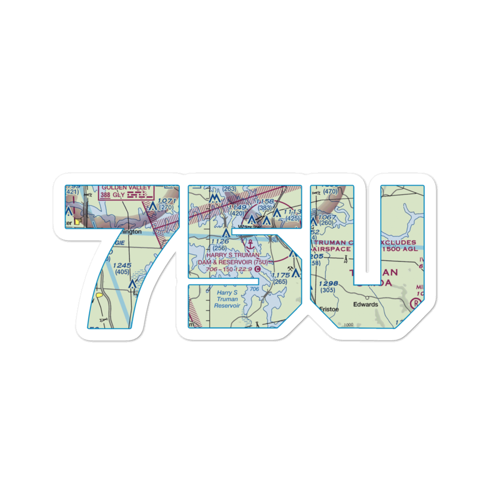 Harry S Truman Dam & Reservoir Seaplane Base (75U) VFR Sectional Sticker 