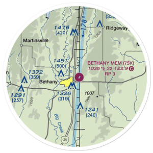 Bethany Memorial Airport (75K) VFR Sectional Sticker (20 mile)