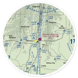 Bethany Memorial Airport (75K) VFR Sectional Sticker (30 mile)