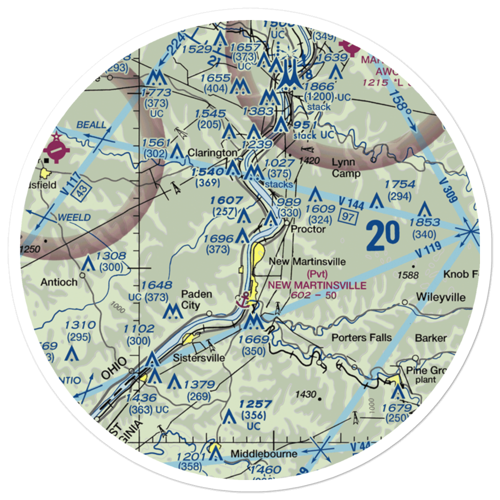 P W Johnson Memorial Airport (75D) VFR Sectional Sticker (30 mile) 