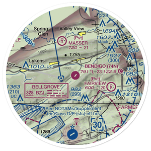 Bendigo Airport (74N) VFR Sectional Sticker (20 mile)