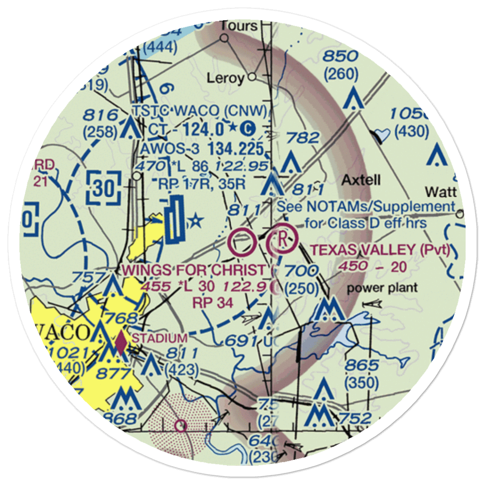 Wings For Christ International Flight Academy Airport (73F) VFR Sectional Sticker (20 mile) 