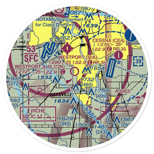 Westport Auxiliary Airport (72K) VFR Sectional Sticker (20 mile)
