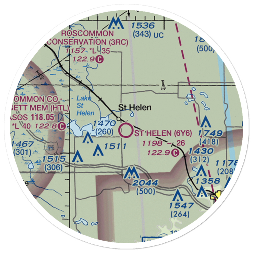 St Helen Airport (6Y6) VFR Sectional Sticker (20 mile) 