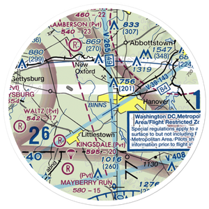 Hanover Airport (6W6) VFR Sectional Sticker (20 mile)