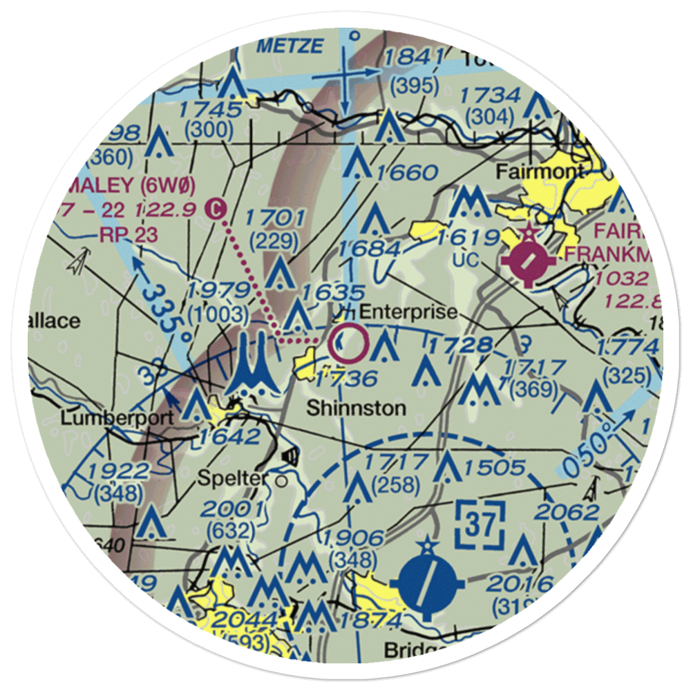 Wade F Maley Field (6W0) VFR Sectional Sticker (20 mile) 