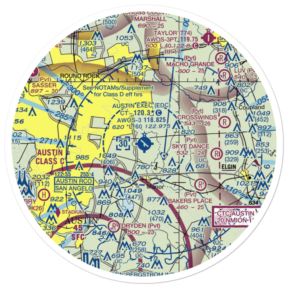 Bird's Nest Airport (6R4) VFR Sectional Sticker (30 mile) 