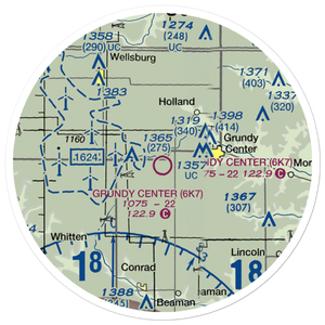 Grundy Center Municipal Airport (6K7) VFR Sectional Sticker (20 mile)
