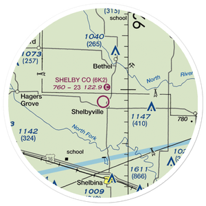 Shelby County Airport (6K2) VFR Sectional Sticker (20 mile)