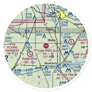 Oak Tree Landing (6J8) VFR Sectional Sticker (20 mile)