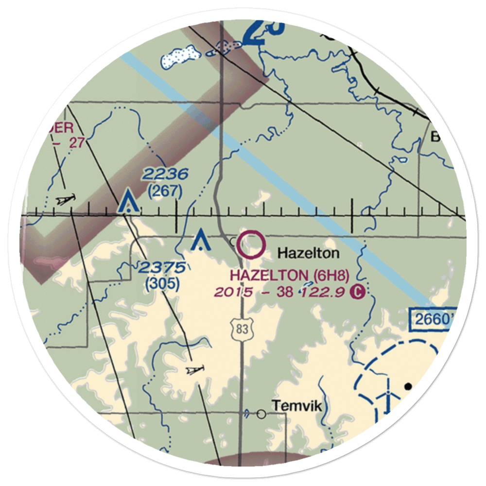 Hazelton Municipal Airport (6H8) VFR Sectional Sticker (20 mile) 
