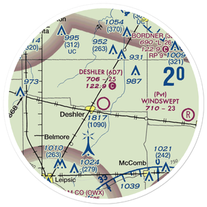 Deshler Municipal Landing Strip (6D7) VFR Sectional Sticker (20 mile)
