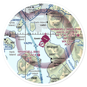 Wrangell Seaplane Base (68A) VFR Sectional Sticker (20 mile)