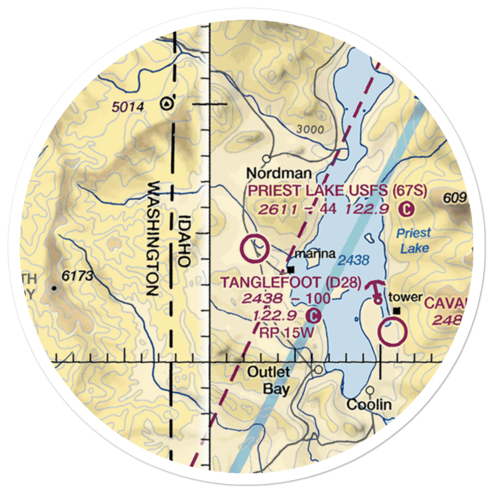Priest Lake Usfs Airport (67S) VFR Sectional Sticker (20 mile) 