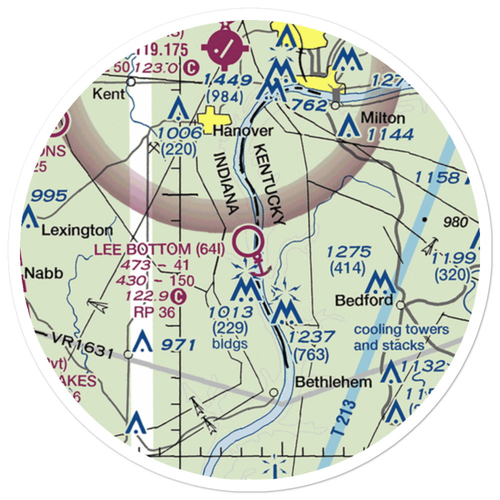 Lee Bottom Airport (64I) VFR Sectional Sticker (20 mile) 