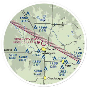 Sedan City Airport (61K) VFR Sectional Sticker (20 mile)