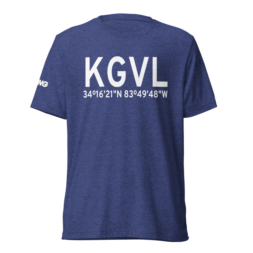 Lee Gilmer Memorial Airport (KGVL) ICAO Tri-blend T-Shirt 