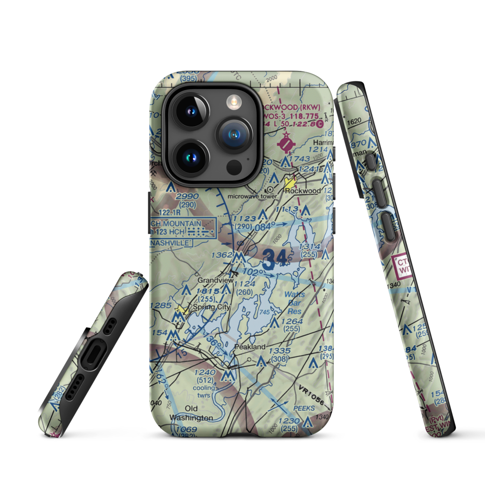 100 Aker Wood Airport (TN41) VFR Sectional  Tough iPhone Case iPhone 15 Pro model shown