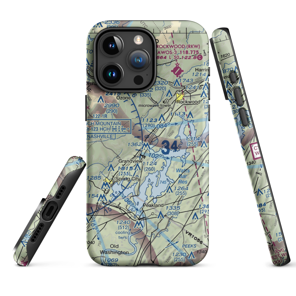 100 Aker Wood Airport (TN41) VFR Sectional  Tough iPhone Case iPhone 15 Pro Max model shown