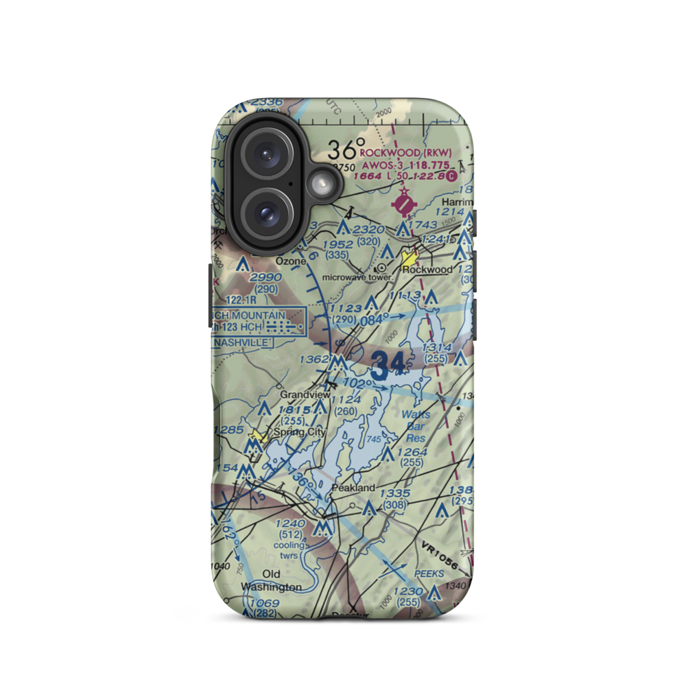 100 Aker Wood Airport (TN41) VFR Sectional  Tough iPhone Case iPhone 16 model shown