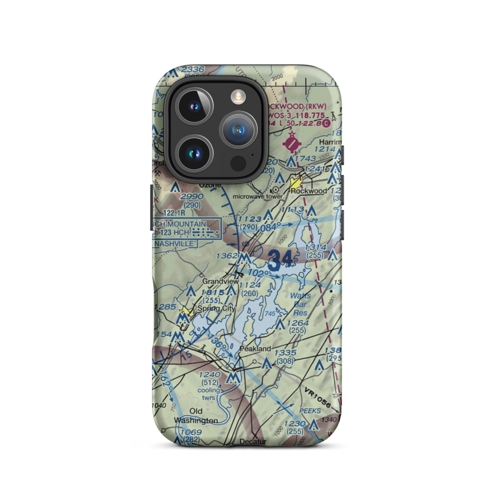 100 Aker Wood Airport (TN41) VFR Sectional  Tough iPhone Case iPhone 16 Pro model shown