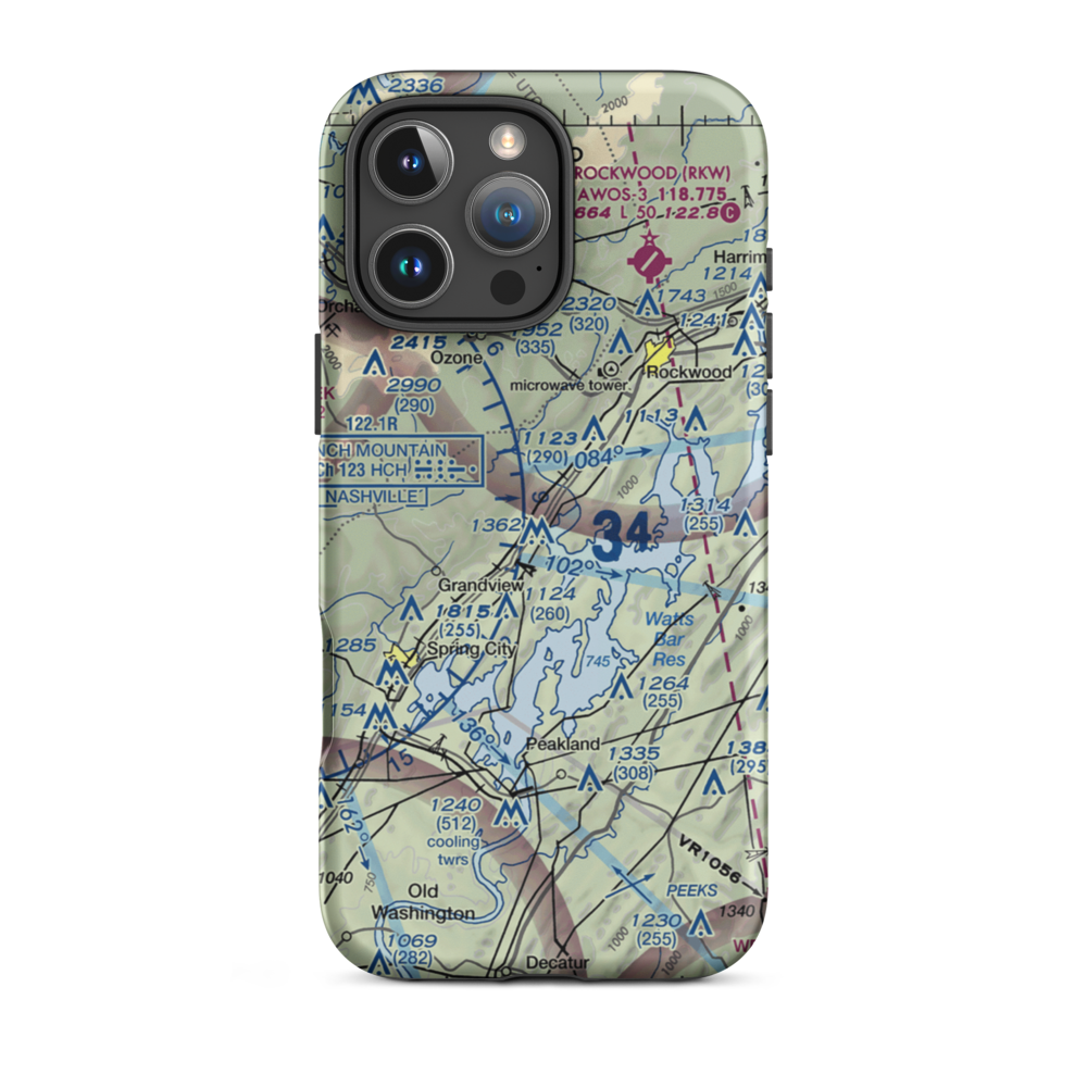 100 Aker Wood Airport (TN41) VFR Sectional  Tough iPhone Case iPhone 16 Pro Max model shown