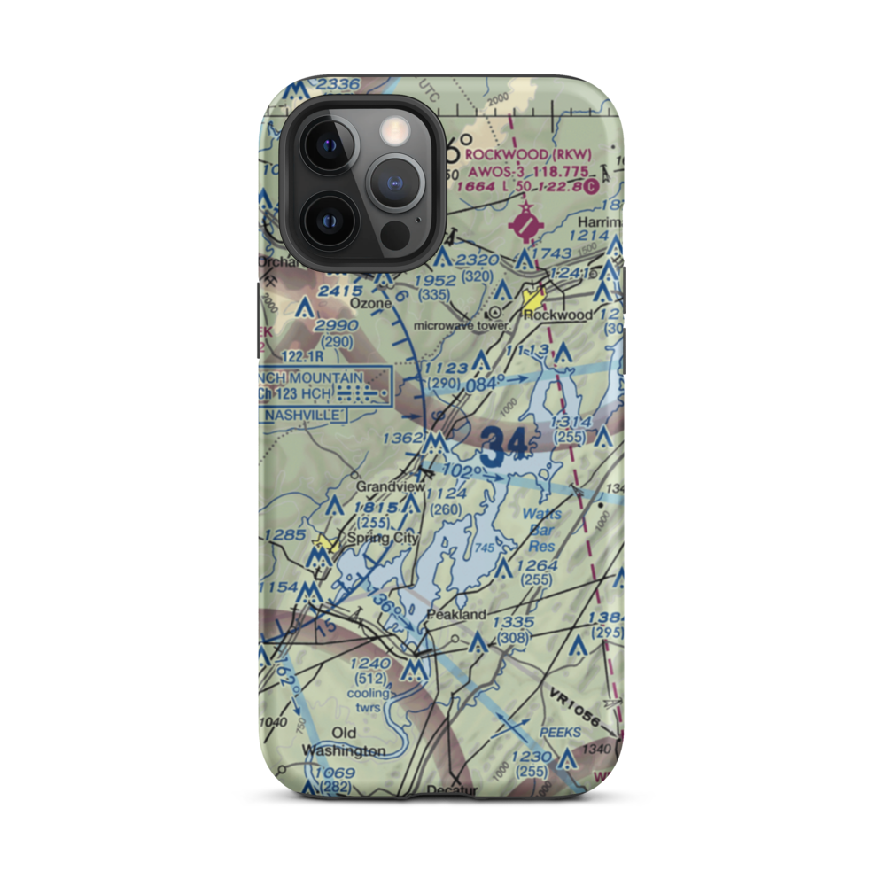 100 Aker Wood Airport (TN41) VFR Sectional  Tough iPhone Case iPhone 12 Pro Max model shown
