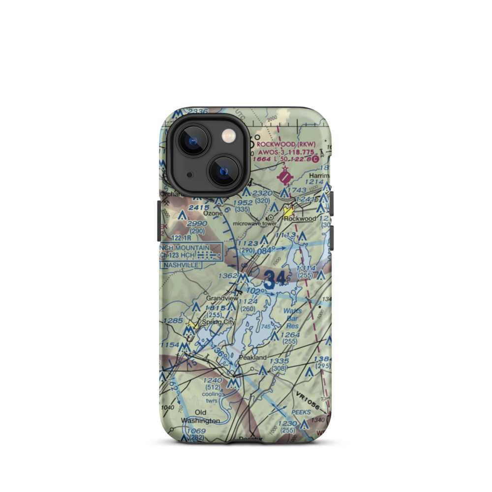 100 Aker Wood Airport (TN41) VFR Sectional  Tough iPhone Case iPhone 13 mini model shown