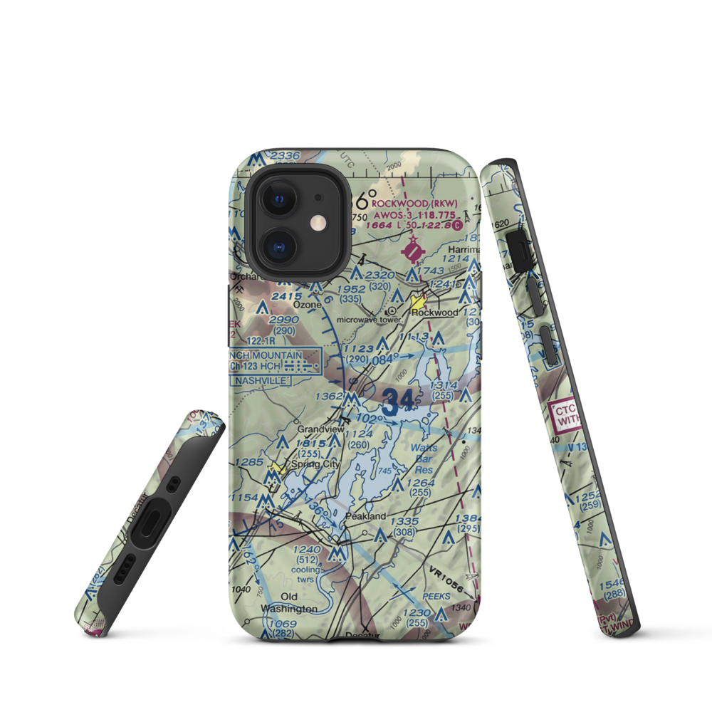 100 Aker Wood Airport (TN41) VFR Sectional  Tough iPhone Case iPhone 12 mini model shown