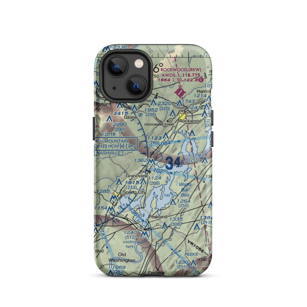100 Aker Wood Airport (TN41) VFR Sectional  Tough iPhone Case iPhone 13 model shown