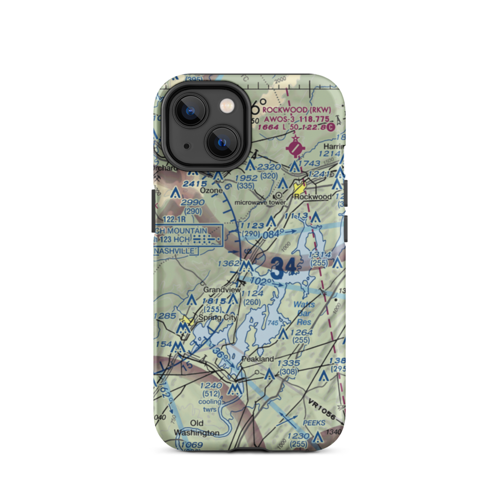 100 Aker Wood Airport (TN41) VFR Sectional  Tough iPhone Case iPhone 14 model shown