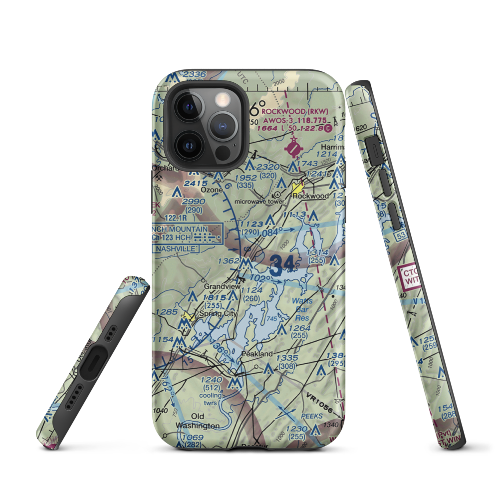 100 Aker Wood Airport (TN41) VFR Sectional  Tough iPhone Case iPhone 12 Pro model shown