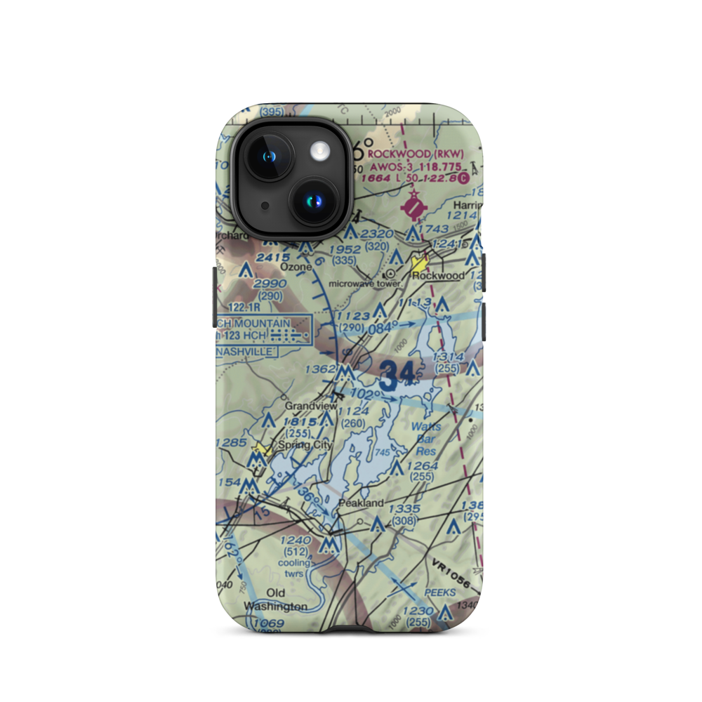 100 Aker Wood Airport (TN41) VFR Sectional  Tough iPhone Case iPhone 15 model shown