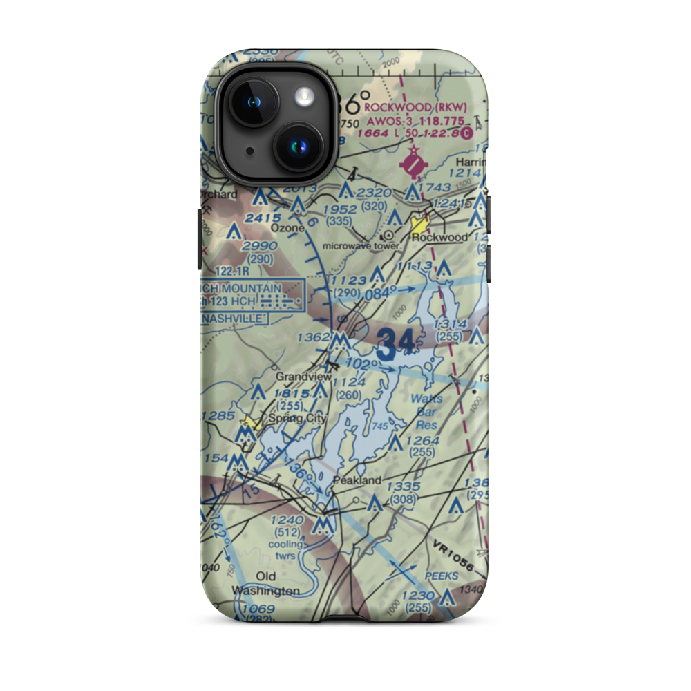 100 Aker Wood Airport (TN41) VFR Sectional  Tough iPhone Case iPhone 15 Plus model shown