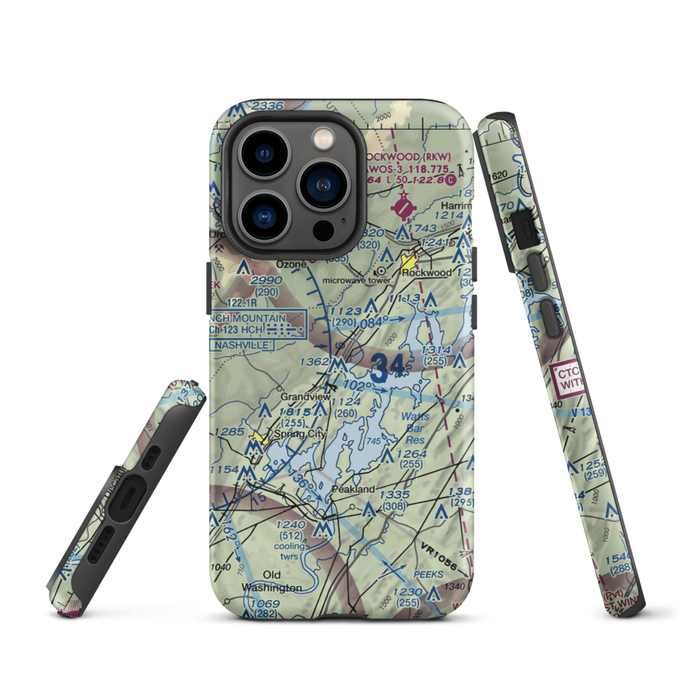100 Aker Wood Airport (TN41) VFR Sectional  Tough iPhone Case iPhone 13 Pro model shown