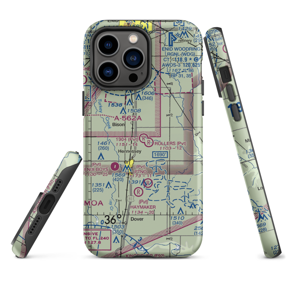 1904 Private Runway Airport (4OK0) VFR Sectional  Tough iPhone Case iPhone 14 Pro Max model shown