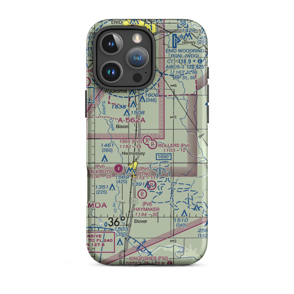 1904 Private Runway Airport (4OK0) VFR Sectional  Tough iPhone Case iPhone 16 Pro Max model shown