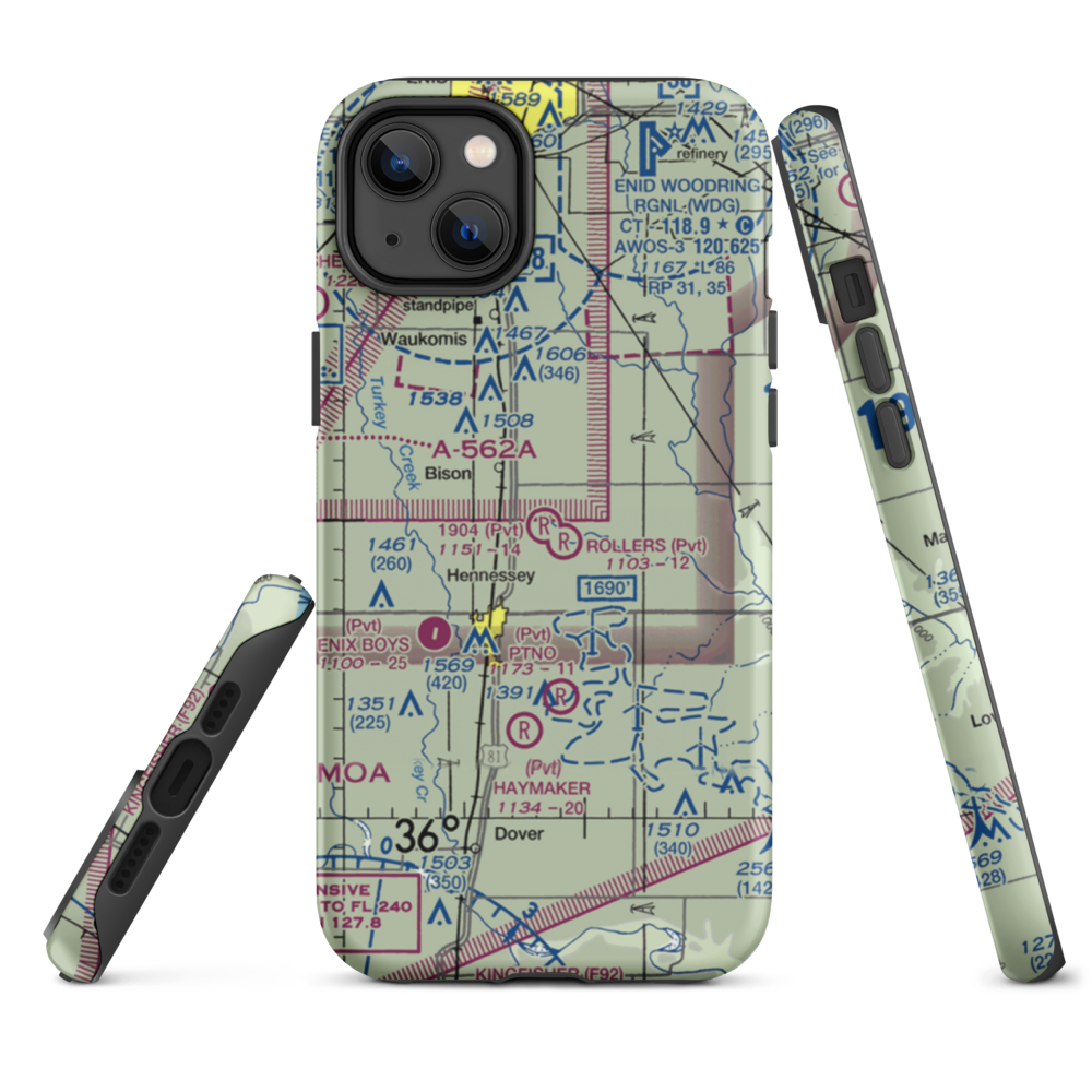 1904 Private Runway Airport (4OK0) VFR Sectional  Tough iPhone Case iPhone 14 Plus model shown