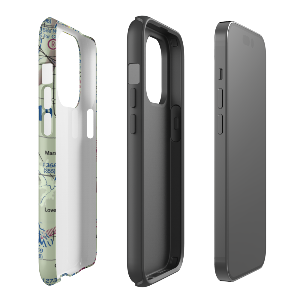 1904 Private Runway Airport (4OK0) VFR Sectional  Tough iPhone Case iPhone 14 Pro model shown