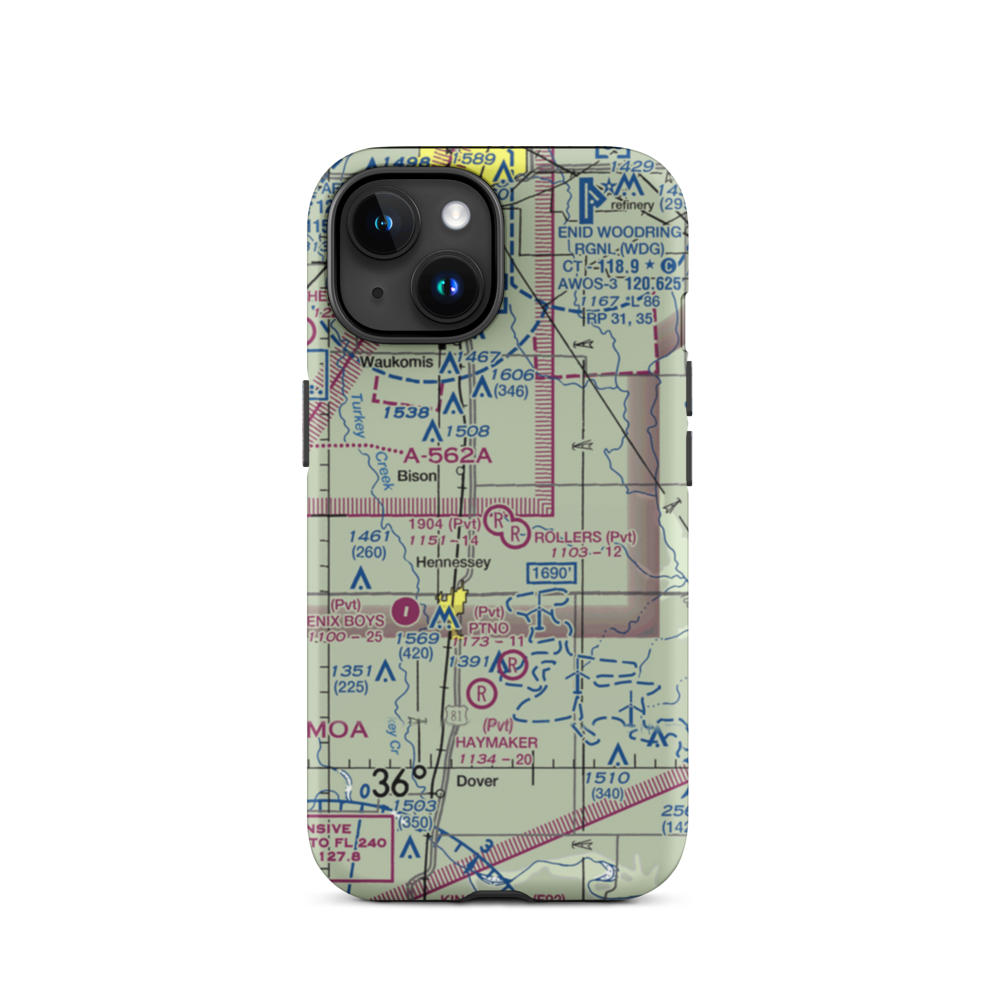 1904 Private Runway Airport (4OK0) VFR Sectional  Tough iPhone Case iPhone 15 model shown