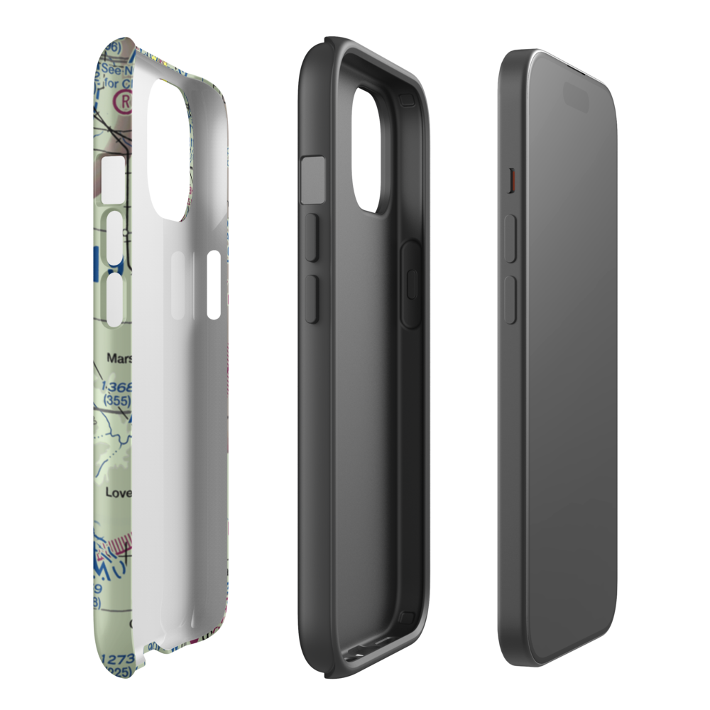 1904 Private Runway Airport (4OK0) VFR Sectional  Tough iPhone Case iPhone 15 model shown