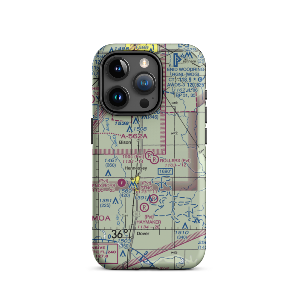 1904 Private Runway Airport (4OK0) VFR Sectional  Tough iPhone Case iPhone 15 Pro model shown