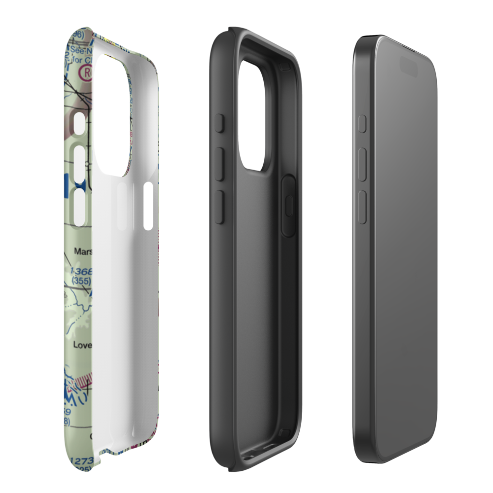 1904 Private Runway Airport (4OK0) VFR Sectional  Tough iPhone Case iPhone 15 Pro model shown