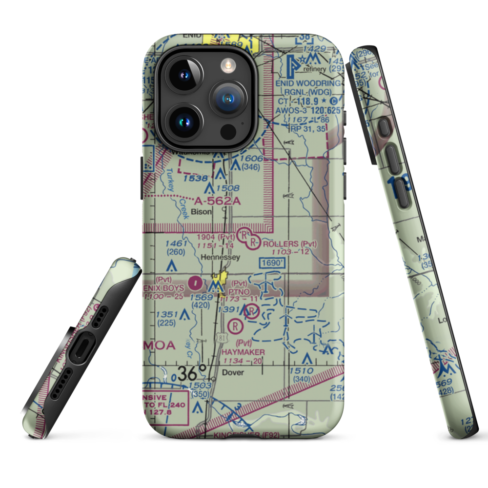 1904 Private Runway Airport (4OK0) VFR Sectional  Tough iPhone Case iPhone 15 Pro Max model shown