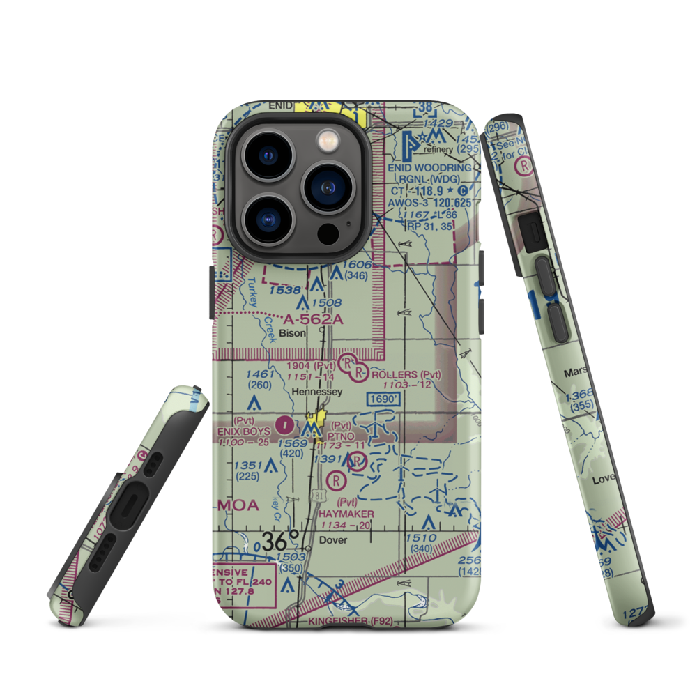 1904 Private Runway Airport (4OK0) VFR Sectional  Tough iPhone Case iPhone 13 Pro model shown