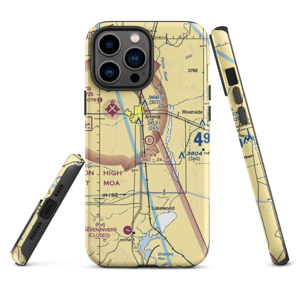 2 X 4 Ranch Airport (NM47) VFR Sectional  Tough iPhone Case iPhone 13 Pro Max model shown