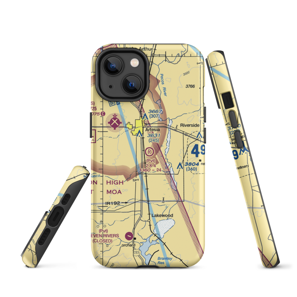 2 X 4 Ranch Airport (NM47) VFR Sectional  Tough iPhone Case iPhone 14 model shown