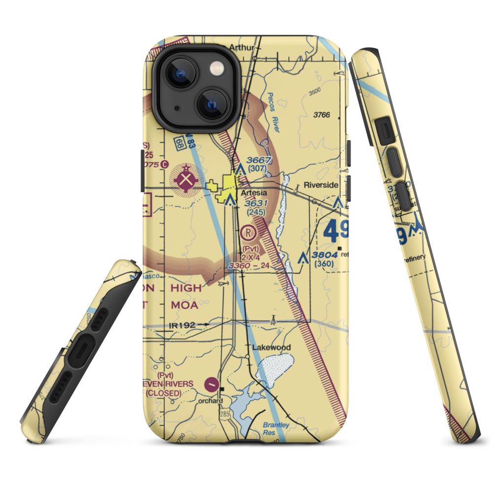 2 X 4 Ranch Airport (NM47) VFR Sectional  Tough iPhone Case iPhone 14 Plus model shown