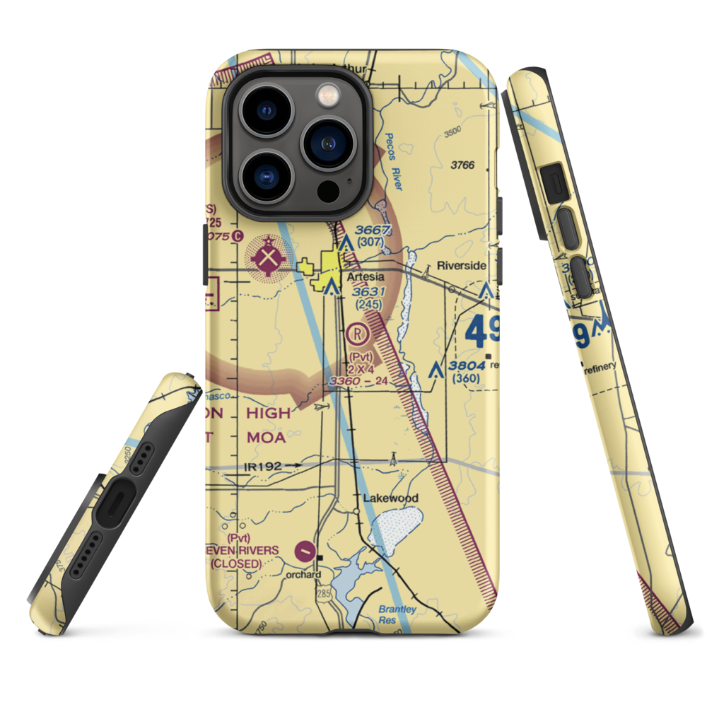 2 X 4 Ranch Airport (NM47) VFR Sectional  Tough iPhone Case iPhone 14 Pro Max model shown